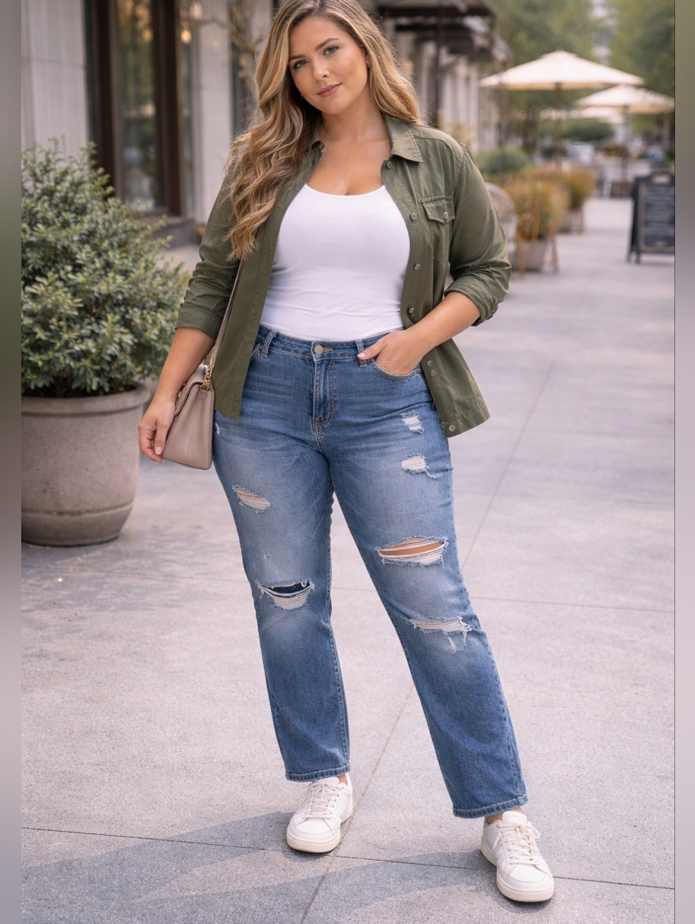Judy Blue 18W Distressed Boyfriend Jeans Plus Size High Rise Medium Wash Denim